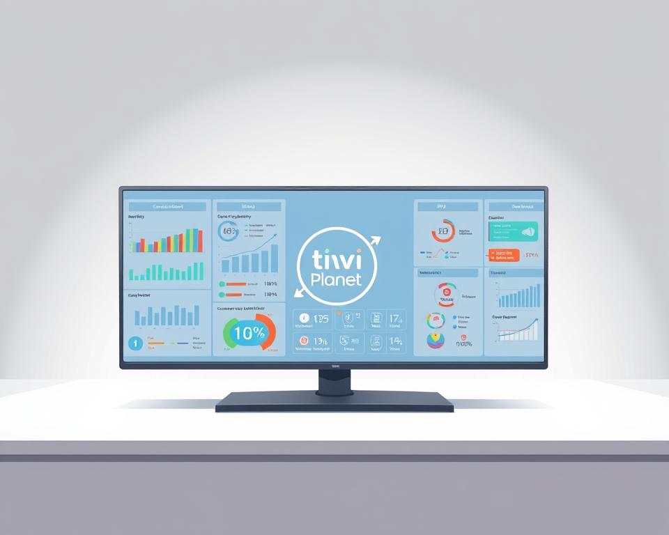 A detailed infographic showcasing the results of an IPTV service test, presented on a sleek, minimalist display. The foreground features neatly organized data charts and statistics, highlighting key performance metrics such as connection reliability, streaming quality, and customer satisfaction. The middle ground showcases the Tivi Planet brand logo, conveying a sense of authority and expertise. The background is a soft, gradient-based environment, creating a professional and authoritative atmosphere. Crisp, balanced lighting illuminates the entire scene, emphasizing the clarity and precision of the information presented. The overall composition aims to provide a comprehensive, visually appealing overview of the IPTV Testergebnisse, making it an ideal illustration for the "Häufig gestellte Fragen (FAQ) zu IPTV-Tests" section of the article.