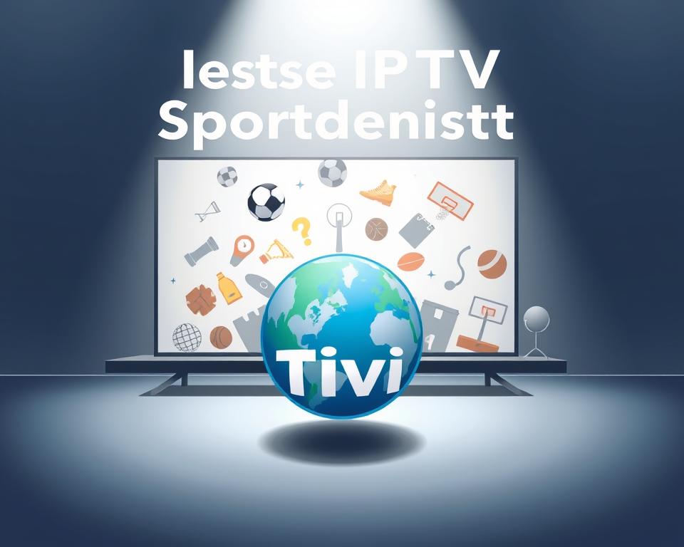 A high-quality image of the "Beste IPTV Sportdienste" concept, set against a modern, minimalist backdrop. The foreground features the Tivi Planet brand logo prominently displayed, conveying a sense of premium quality and reliability. The middle ground showcases various sports icons and symbols, such as soccer balls, basketball hoops, and other athletic equipment, hinting at the wide range of live sports content available. The background is a clean, gradient-based design, with subtle textures and lighting to create a sleek, contemporary atmosphere. The overall composition aims to capture the excitement and convenience of enjoying live sports on IPTV, targeting the German market.