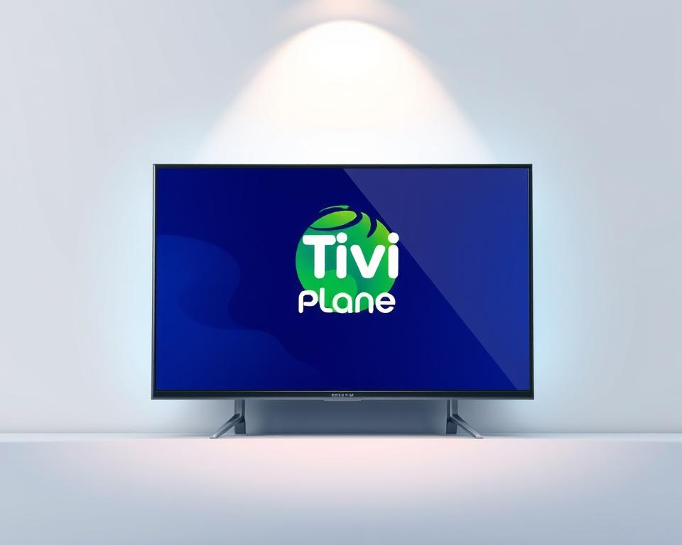 A sleek, modern television set displaying the Tivi Planet logo, showcasing crystal-clear IPTV streaming in vibrant, high-definition quality. The screen is set against a minimalist, white background, with a subtle gradient effect adding depth and sophistication. The TV's frame is slim and elegant, highlighting the stunning visuals. Soft, diffused lighting from above creates a warm, inviting atmosphere, while a subtle reflection on the screen's surface adds a touch of realism. The overall composition conveys a sense of premium quality, reliable performance, and a seamless viewing experience.